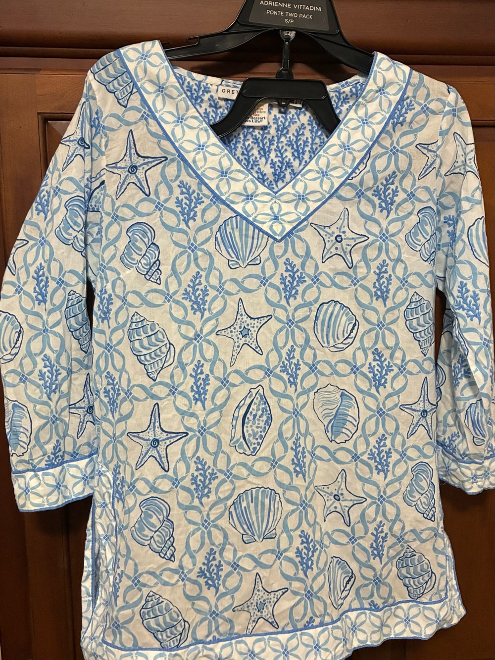 Gretchen Scott Blue & White Coral Print Tunic